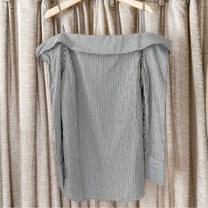NWOT Guest Editor Off the Shoulder White & Black Stripes Blouse Size Medium